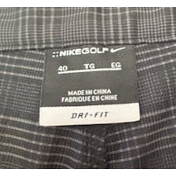NIke Golf Dri-Fit Gray Plaid Flat Front Button Mens Stretch Shorts Size 40 - Picture 8 of 10